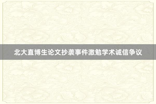 北大直博生论文抄袭事件激勉学术诚信争议